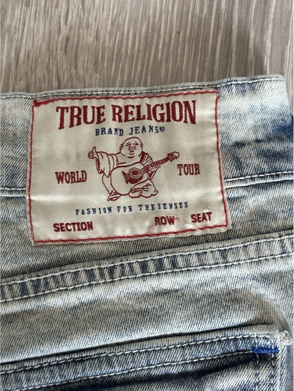 True Religion Ricky Straight Leg Jeans Men Size 36 Light Wash Blue
